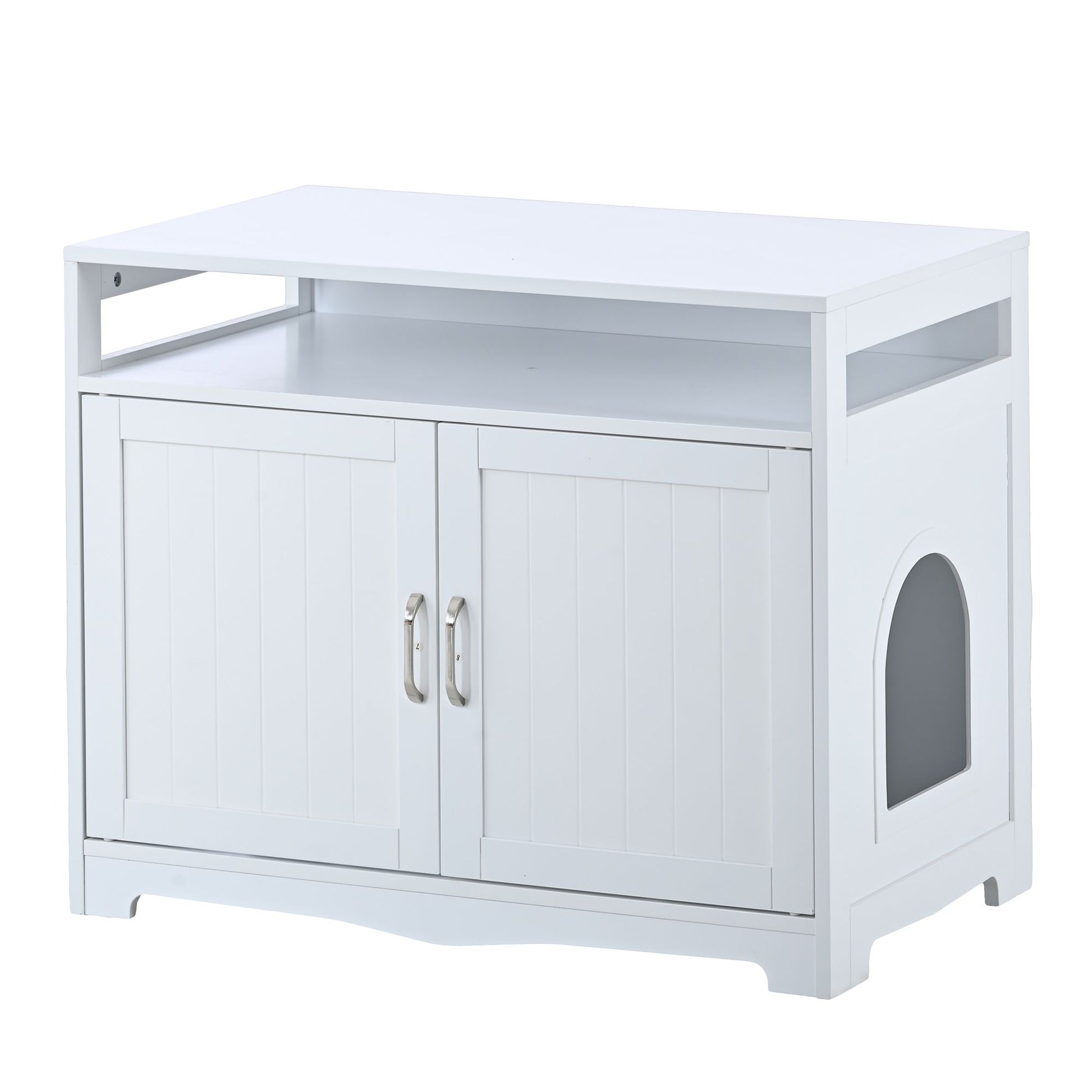 Litter Box Enclosure, Cat Litter Box Furniture with Hidden Plug, 2
