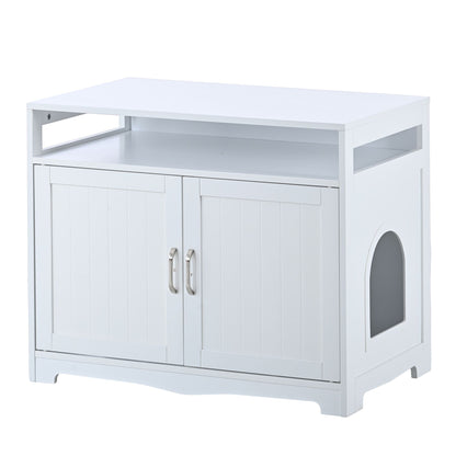 Litter Box Enclosure, Cat Litter Box Furniture with Hidden Plug, 2