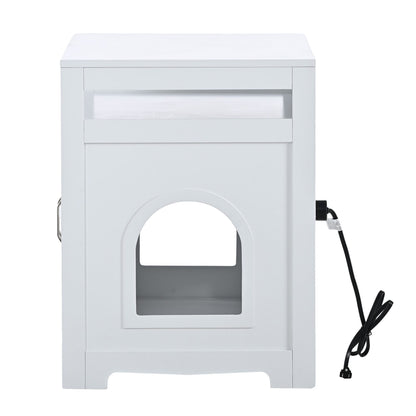 Litter Box Enclosure, Cat Litter Box Furniture with Hidden Plug, 2