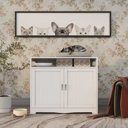 Litter Box Enclosure, Cat Litter Box Furniture with Hidden Plug, 2