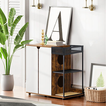 Litter Box Enclosure for 2 Cats.Cat Litter Box Furniture,Enclosed