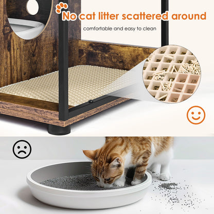 Litter Box Enclosure for 2 Cats.Cat Litter Box Furniture,Enclosed