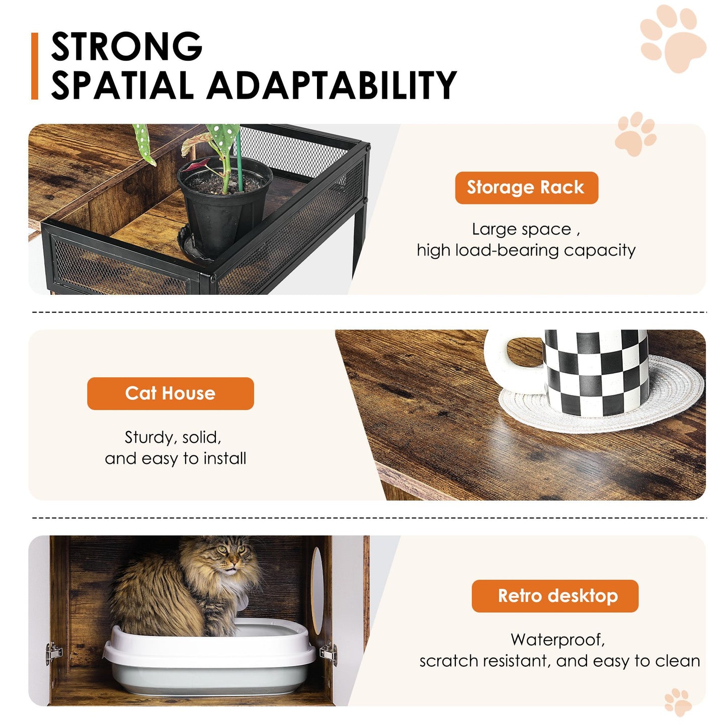 Litter Box Enclosure for 2 Cats.Cat Litter Box Furniture,Enclosed