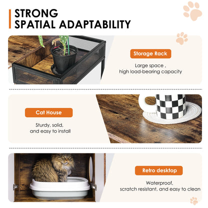 Litter Box Enclosure for 2 Cats.Cat Litter Box Furniture,Enclosed