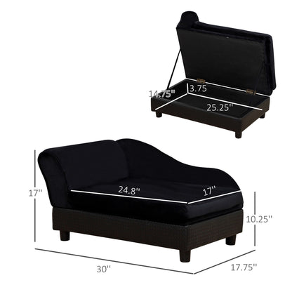 Luxury Dog Bed for Small Dogs, Hidden Storage, 3" Foam Cushion