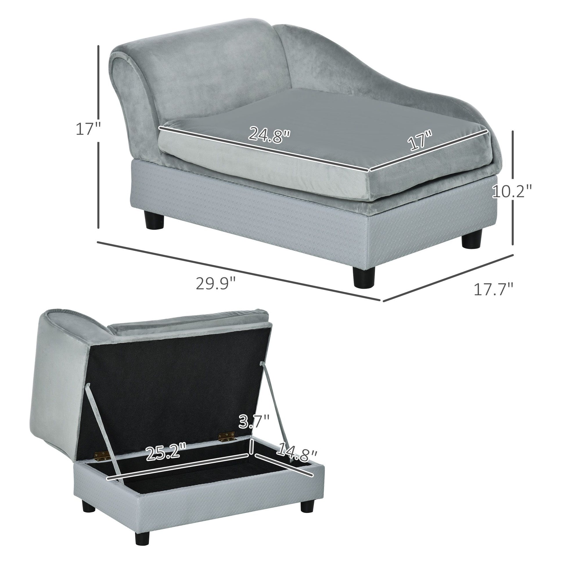 Luxury Dog Bed for Small Dogs, Hidden Storage, Soft Foam Couch