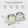 Macaron Pink Dual Stainless Steel Pet Bowls, 600ml Each, Non-Slip