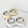 Macaron Pink Dual Stainless Steel Pet Bowls, 600ml Each, Non-Slip