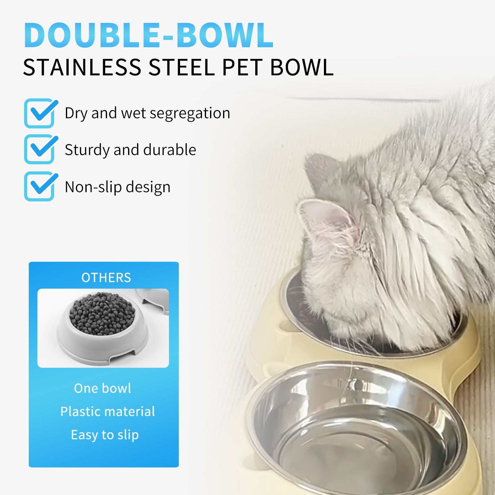Macaron Pink Dual Stainless Steel Pet Bowls, 600ml Each, Non-Slip