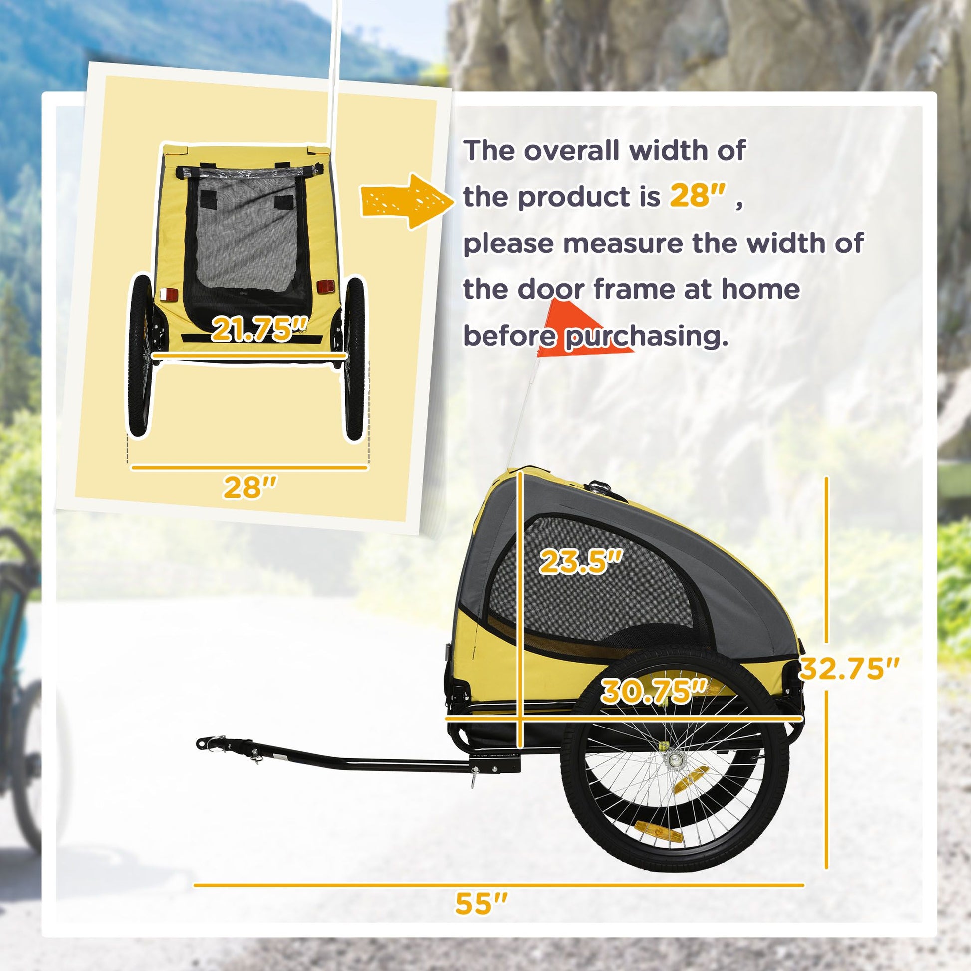 Medium Dog Bike Trailer with Hitch Coupler Quick Release Wheels