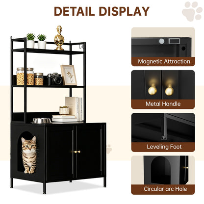 Metal Cat Litter Box Enclosure, 57" Tall Hidden Litter Box Cabinet