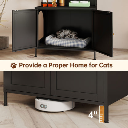 Metal Cat Litter Box Enclosure, 57" Tall Hidden Litter Box Cabinet