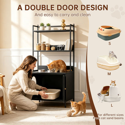 Metal Cat Litter Box Enclosure, 57" Tall Hidden Litter Box Cabinet