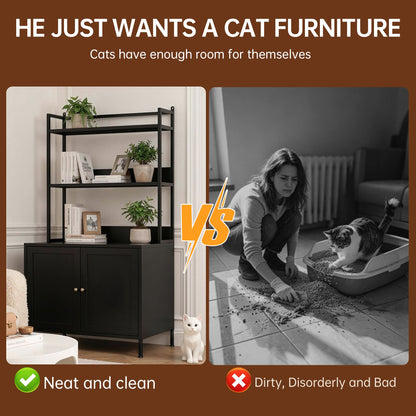 Metal Cat Litter Box Enclosure, 57" Tall Hidden Litter Box Cabinet