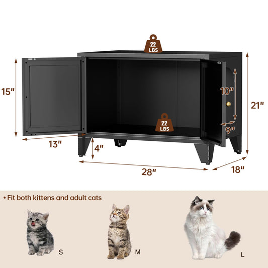 Metal Cat Litter Box Enclosure, Modern Hidden Litter Box Furniture