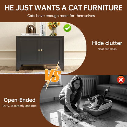 Metal Cat Litter Box Enclosure, Modern Hidden Litter Box Furniture