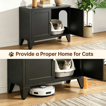Metal Cat Litter Box Enclosure, Modern Hidden Litter Box Furniture