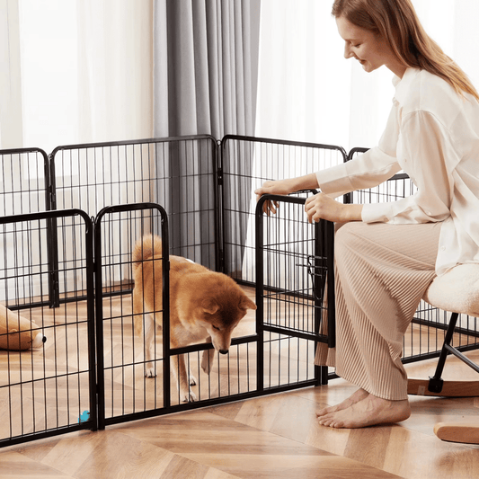 Metal Dog Playpen, 24 Inch Height 8 Panels Pet Fence, Foldable Dog