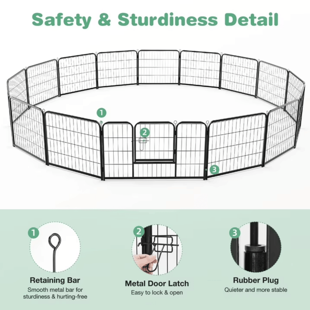 Metal Dog Playpen, 24 Inch Height 8 Panels Pet Fence, Foldable Dog