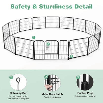 Metal Dog Playpen, 24 Inch Height 8 Panels Pet Fence, Foldable Dog