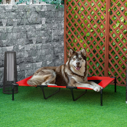 Metal Frame Elevated Pet Bed 48 Folding Dog Cot Summer Cooling Red