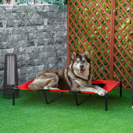 Metal Frame Elevated Pet Bed 48 Folding Dog Cot Summer Cooling Red