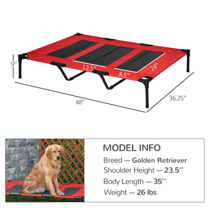Metal Frame Elevated Pet Bed 48 Folding Dog Cot Summer Cooling Red