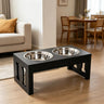 Modern 23'' Decorative Raised Dog Bowls Wooden Heavy Duty Pet Food