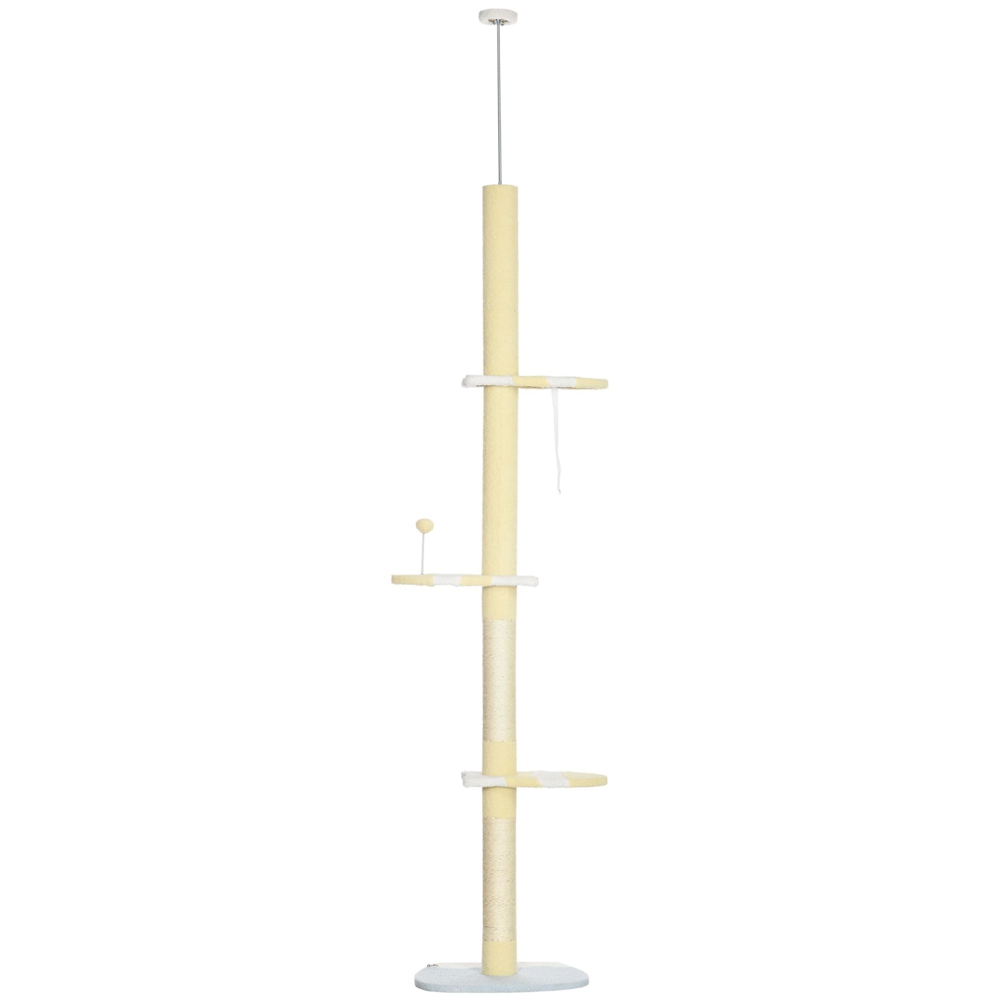 Modern Cat Tree Height Adjustable 87 -103 Inch with 4-Tier