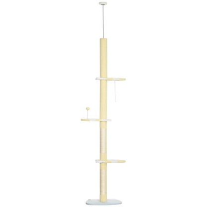 Modern Cat Tree Height Adjustable 87 -103 Inch with 4-Tier