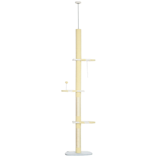 Modern Cat Tree Height Adjustable 87 -103 Inch with 4-Tier