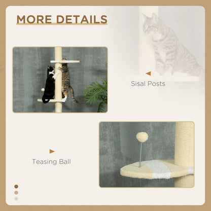 Modern Cat Tree Height Adjustable 87 -103 Inch with 4-Tier
