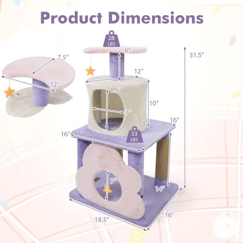 Modern Cat Tree Multi-Level Kitten Tower for Indoor