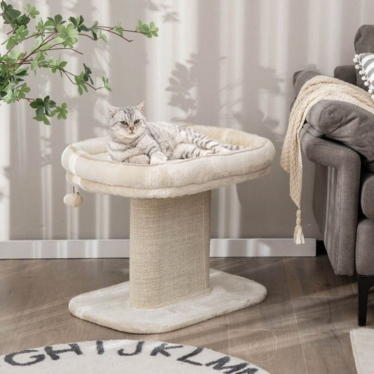 Modern Cat Tree Tower with Large Plush Perch and Sisal Scratching
