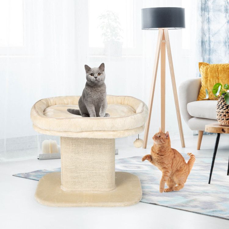 Modern Cat Tree Tower with Large Plush Perch and Sisal Scratching