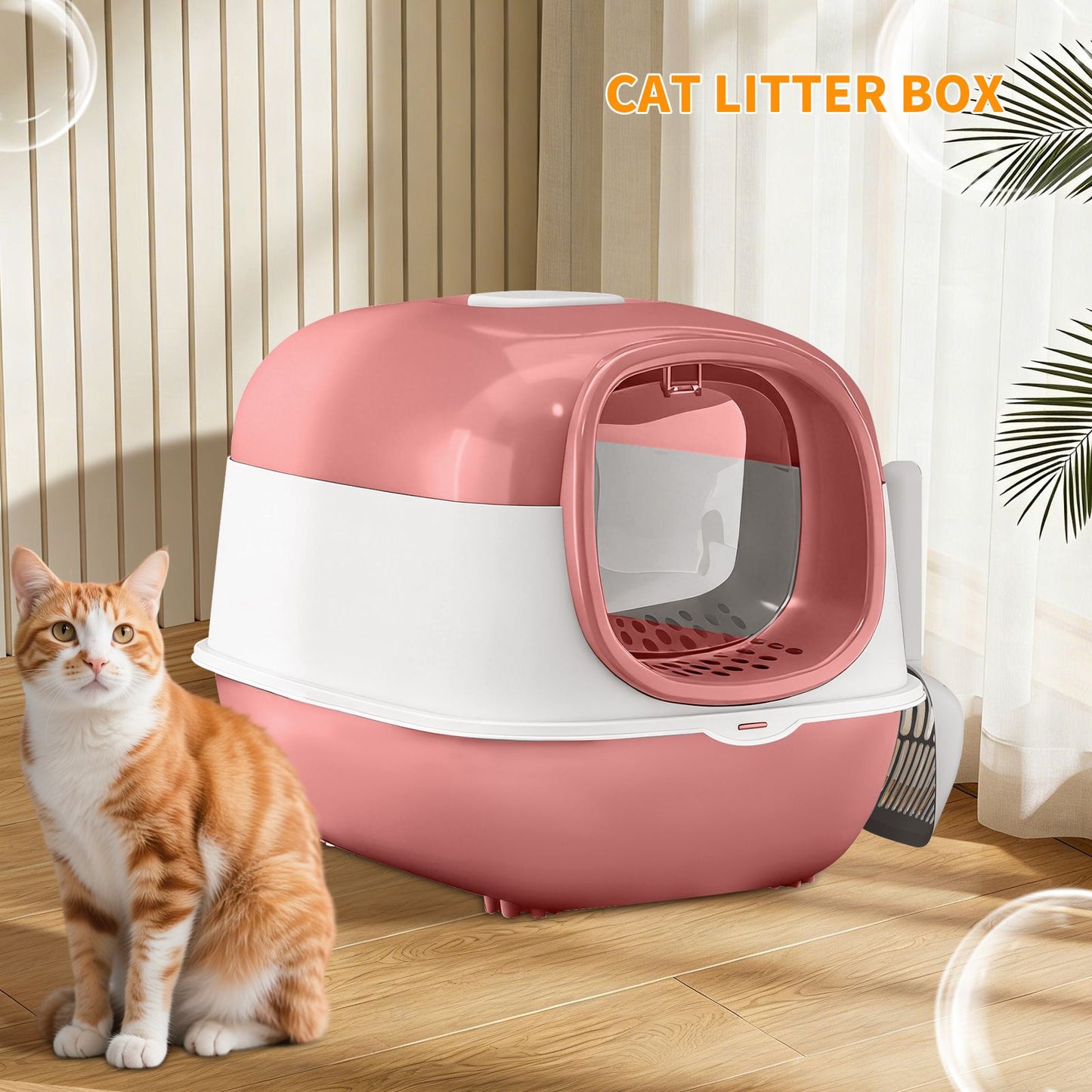 Modern Enclosed Cat Litter Box with Built-in Scoop Storage