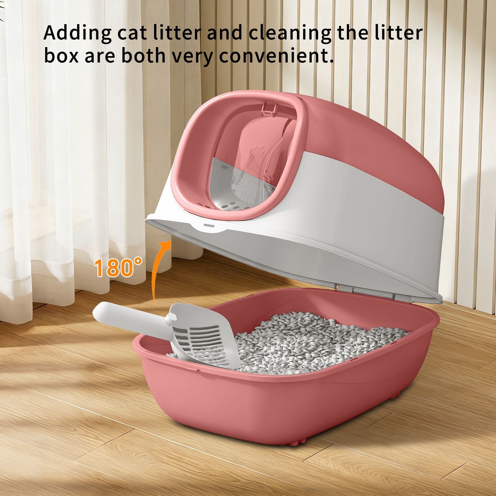 Modern Enclosed Cat Litter Box with Built-in Scoop Storage