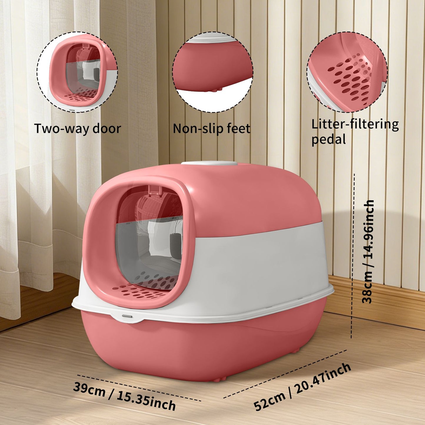 Modern Enclosed Cat Litter Box with Built-in Scoop Storage
