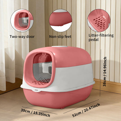 Modern Enclosed Cat Litter Box with Built-in Scoop Storage