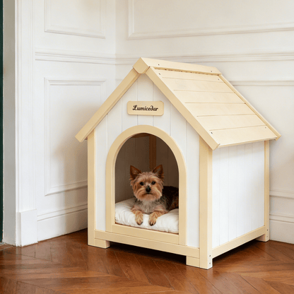 Modern Indoor Wooden Dog House with EVA Cushion – Solid Cedar
