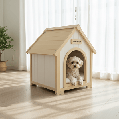 Modern Indoor Wooden Dog House with EVA Cushion – Solid Cedar