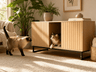 Modern Wooden Cat House with Scratching Mat - 47.64 X 25.98", 76.4