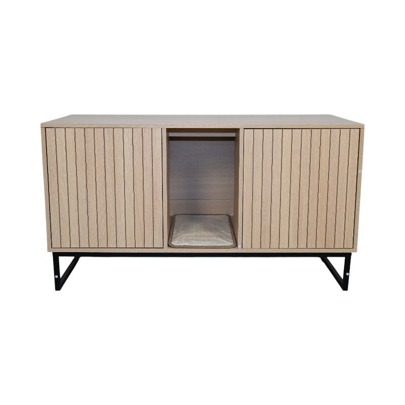 Modern Wooden Cat House with Scratching Mat - 47.64 X 25.98", 76.4