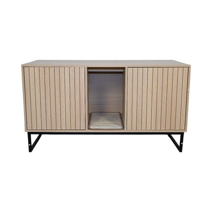 Modern Wooden Cat House with Scratching Mat - 47.64 X 25.98", 76.4