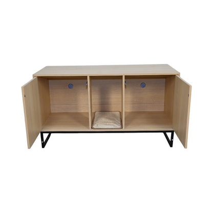 Modern Wooden Cat House with Scratching Mat - 47.64 X 25.98", 76.4