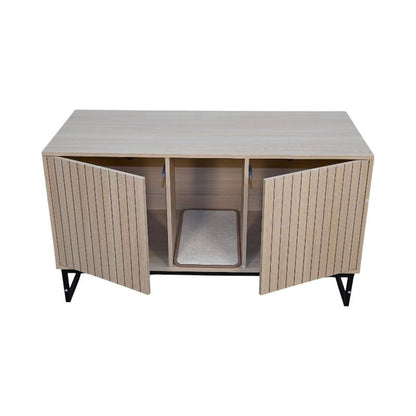 Modern Wooden Cat House with Scratching Mat - 47.64 X 25.98", 76.4