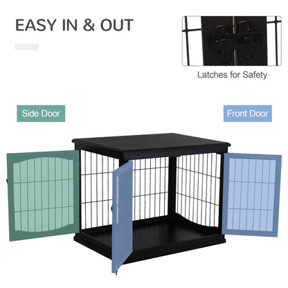 Modern Wooden Dog Crate Furniture Double Door for Small Dogs