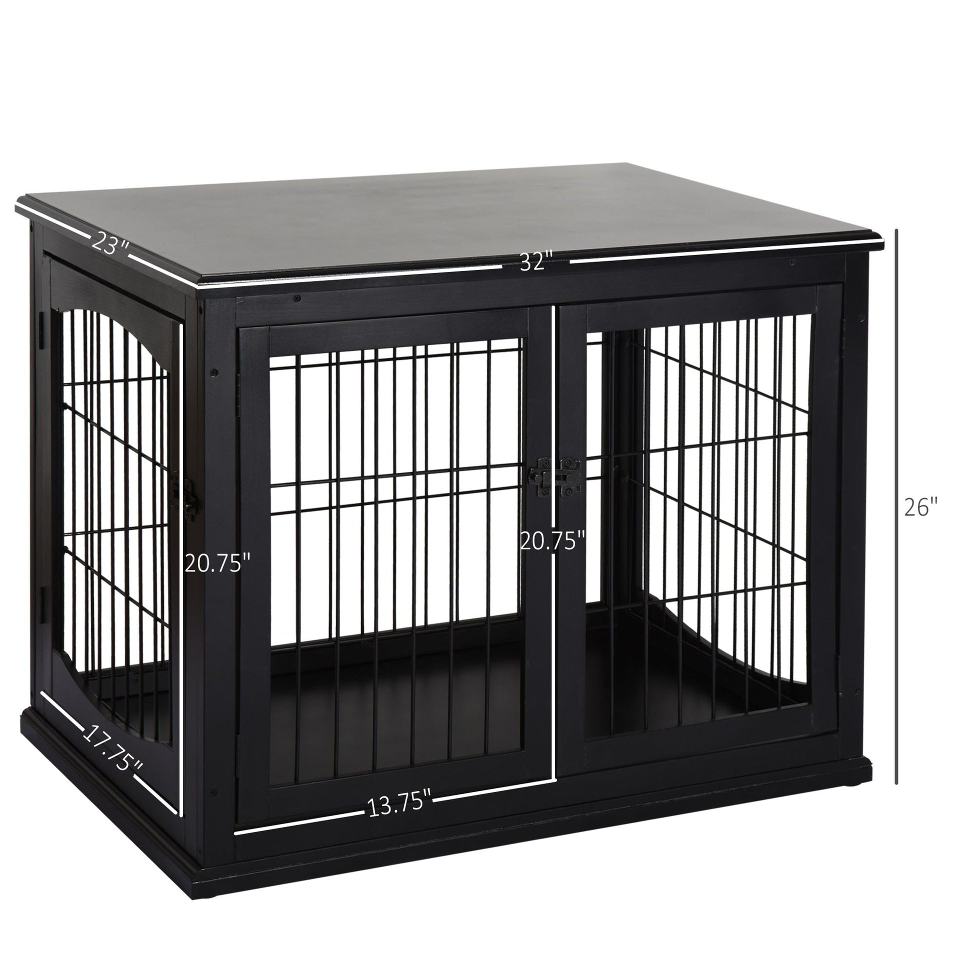 Modern Wooden Dog Crate Furniture Double Door for Small Dogs