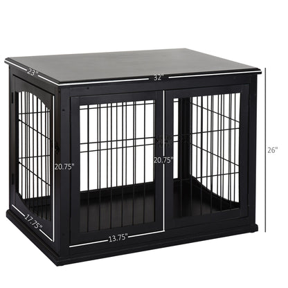 Modern Wooden Dog Crate Furniture Double Door for Small Dogs