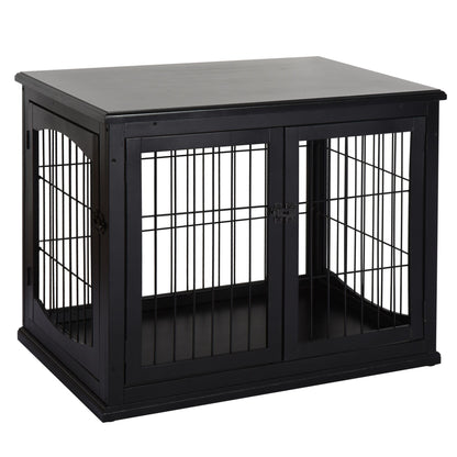 Modern Wooden Dog Crate Furniture Double Door for Small Dogs